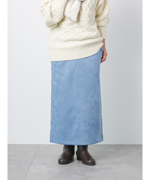 Lugnoncure(ルノンキュール)の「◎スエードタイトスカート(スカート・レディース・ブルー/モカ/オフホワイト/ブラック・フリ-)」の4枚目の写真