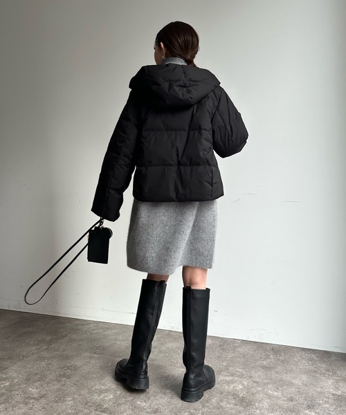 DouDou(ドゥドゥ)の「【WEB限定】フード付ダウン(ダウンジャケット/コート・レディース・ブラック/オフホワイト・FREE)」の9枚目の写真