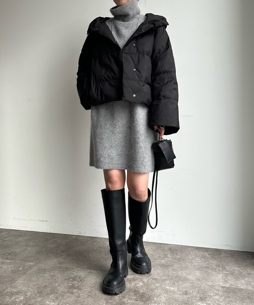 DouDou(ドゥドゥ)の「【WEB限定】フード付ダウン(ダウンジャケット/コート・レディース・ブラック/オフホワイト・FREE)」の18枚目の写真