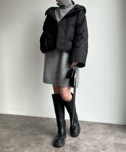 DouDou(ドゥドゥ)の「【WEB限定】フード付ダウン(ダウンジャケット/コート・レディース・ブラック/オフホワイト・FREE)」の6枚目の写真