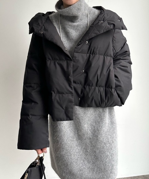 DouDou(ドゥドゥ)の「【WEB限定】フード付ダウン(ダウンジャケット/コート・レディース・ブラック/オフホワイト・FREE)」の12枚目の写真