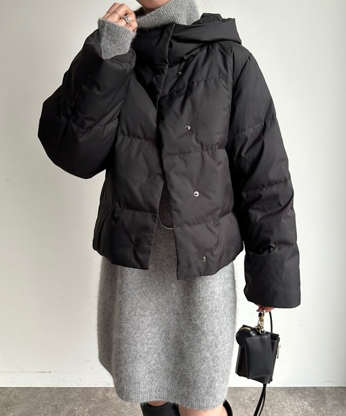 DouDou(ドゥドゥ)の「【WEB限定】フード付ダウン(ダウンジャケット/コート・レディース・ブラック/オフホワイト・FREE)」の15枚目の写真