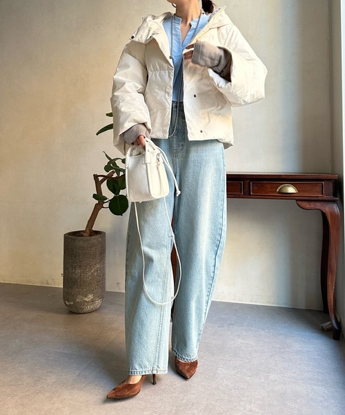 DouDou(ドゥドゥ)の「【WEB限定】フード付ダウン(ダウンジャケット/コート・レディース・ブラック/オフホワイト・FREE)」の19枚目の写真