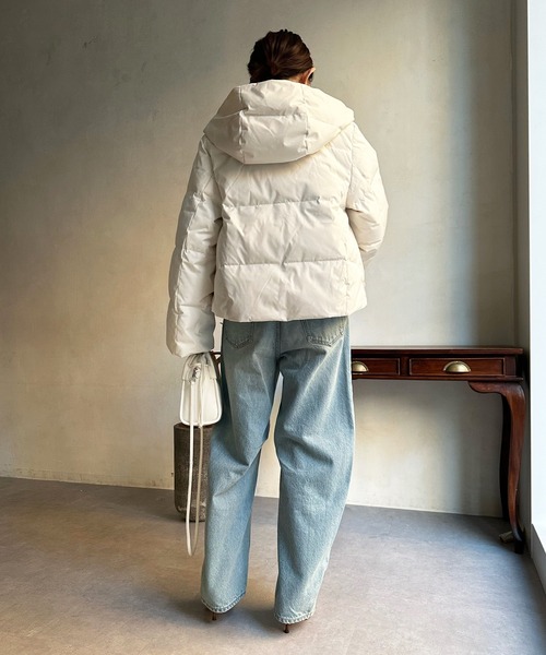 DouDou(ドゥドゥ)の「【WEB限定】フード付ダウン(ダウンジャケット/コート・レディース・ブラック/オフホワイト・FREE)」の10枚目の写真