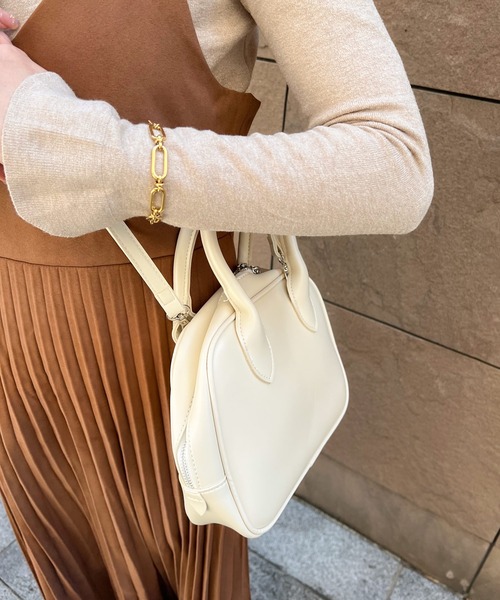 Lamoa(ラモア)の「Lamoa/2WAY スクエア ハンド ショルダー ボストンバッグ(ボストンバッグ・レディース・ホワイト/ブラウン/ブラック・FREE)」の13枚目の写真