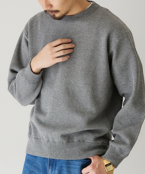 417 EDIFICE(フォーワンセブンエディフィス)の「スウェットライク 12Gニット(ニット/セーター・メンズ・ブルー系その他/アイボリー/パープル/チャコールグレー/ネイビー/イエロー・LARGE/MEDIUM)」の1枚目の写真