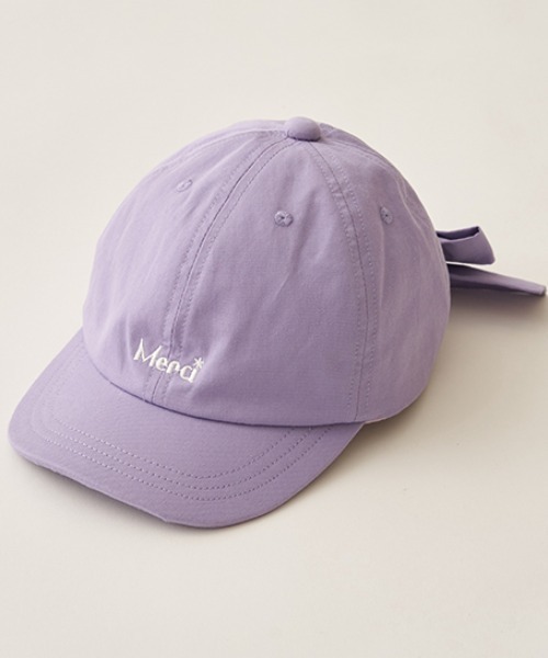 Lycee mine（リセマイン）の「アソートロゴ刺しゅうリボンキャップ（キャップ・キッズ・パープル/ベージュ/ピンク/アイボリー/ブラック・52cm/54cm）」の4枚目の写真