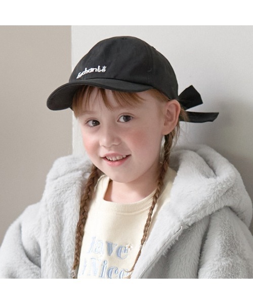 Lycee mine（リセマイン）の「アソートロゴ刺しゅうリボンキャップ（キャップ・キッズ・パープル/ベージュ/ピンク/アイボリー/ブラック・52cm/54cm）」の7枚目の写真