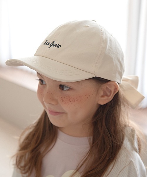 Lycee mine（リセマイン）の「アソートロゴ刺しゅうリボンキャップ（キャップ・キッズ・パープル/ベージュ/ピンク/アイボリー/ブラック・52cm/54cm）」の14枚目の写真