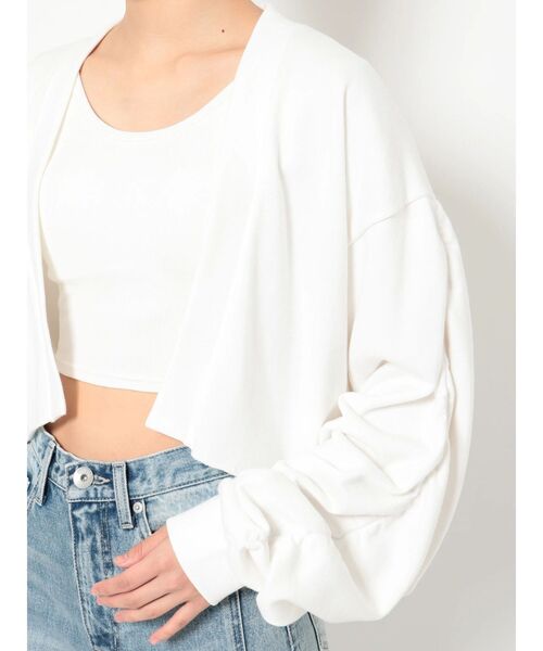 GYDA(ジェイダ)の「Unprecedentedアームギャザースウェットカーディガン(カーディガン/ボレロ・レディース・ブラック/オフホワイト・FREE)」の15枚目の写真