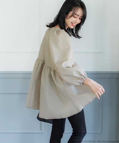 coca(coca)(コカ)の「エンボスブラウス(シャツ/ブラウス・レディース・ライトベージュ/ブラック・M/L)」の13枚目の写真