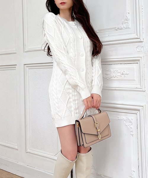 MIIA(ミーア)の「タイトニットカーディガン(カーディガン/ボレロ・レディース・オフホワイト/ブラック・FREE)」の8枚目の写真