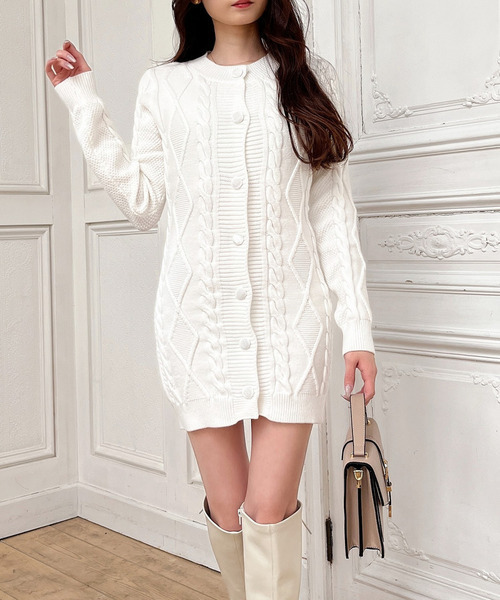 MIIA(ミーア)の「タイトニットカーディガン(カーディガン/ボレロ・レディース・オフホワイト/ブラック・FREE)」の9枚目の写真