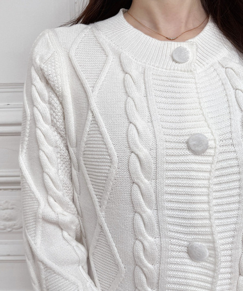 MIIA(ミーア)の「タイトニットカーディガン(カーディガン/ボレロ・レディース・オフホワイト/ブラック・FREE)」の12枚目の写真