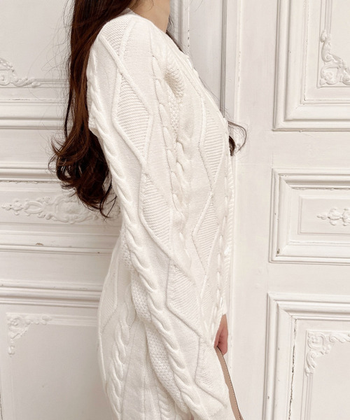 MIIA(ミーア)の「タイトニットカーディガン(カーディガン/ボレロ・レディース・オフホワイト/ブラック・FREE)」の14枚目の写真