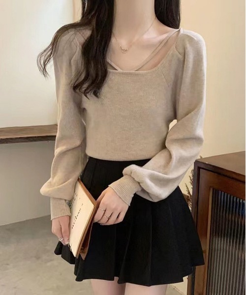 LOPASS(ロパス)の「デザイン透かし彫りカットソー(Tシャツ/カットソー・レディース・アイボリー/ブラック/カーキ/ベージュ/ホワイト・M)」の1枚目の写真