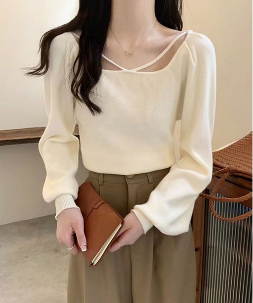 LOPASS(ロパス)の「デザイン透かし彫りカットソー(Tシャツ/カットソー・レディース・アイボリー/ブラック/カーキ/ベージュ/ホワイト・M)」の3枚目の写真
