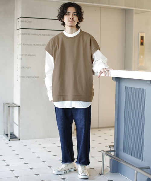 NANO universe（ナノユニバース）の「LB.04/WEB限定 ビッグベストシャツアンサンブル（ベスト・メンズ・ベージュ/カーキ/ブルーグレー・M/L）」の19枚目の写真