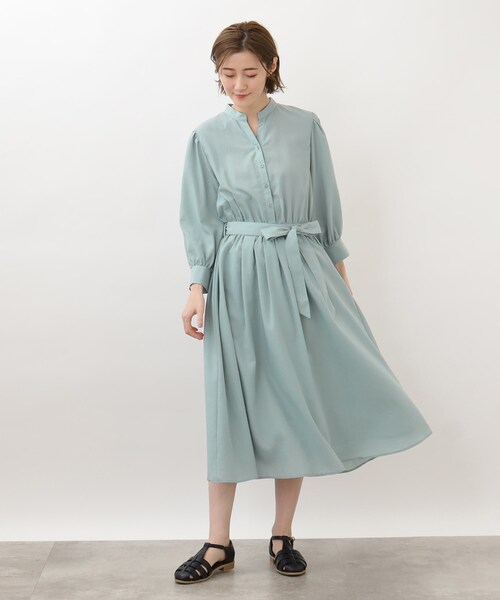 grove（グローブ）の「◆キレイ目＆リラクシーが叶うフィット＆フレアワンピース（ワンピース・レディース・ライトグリーン/ブラウン系その他/ライトベージュ・02/03/01/05/04）」の4枚目の写真