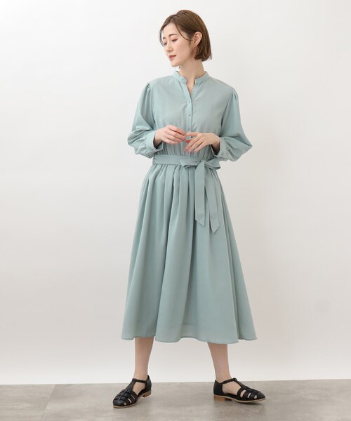 grove（グローブ）の「◆キレイ目＆リラクシーが叶うフィット＆フレアワンピース（ワンピース・レディース・ライトグリーン/ブラウン系その他/ライトベージュ・02/03/01/05/04）」の8枚目の写真