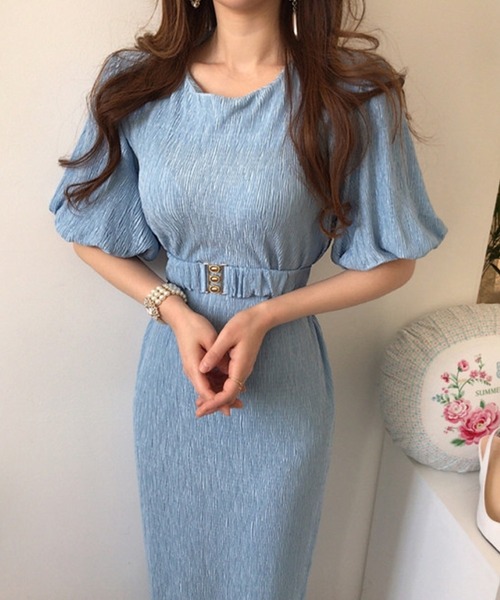 Jasmine Grandiflorum(ジャスミングランディフローラム)の「【Jasmine】タイトベルト付きロングワンピース (SS)(ワンピース・レディース・ネイビー/ブルー・SMALL/LARGE/MEDIUM)」の1枚目の写真