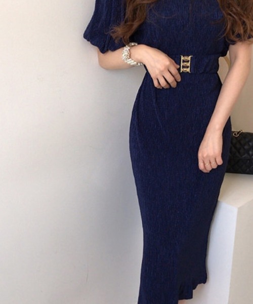 Jasmine Grandiflorum(ジャスミングランディフローラム)の「【Jasmine】タイトベルト付きロングワンピース (SS)(ワンピース・レディース・ネイビー/ブルー・SMALL/LARGE/MEDIUM)」の12枚目の写真