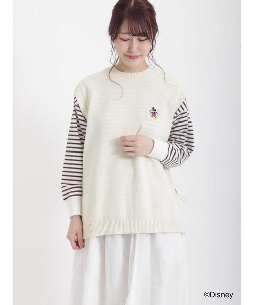 Samansa Mos2（サマンサ モスモス）の「【Disney】ミッキー/刺繍入ニットベスト（ベスト・レディース・ブラック/イエロー/キナリ・ﾌﾘ-）」の9枚目の写真