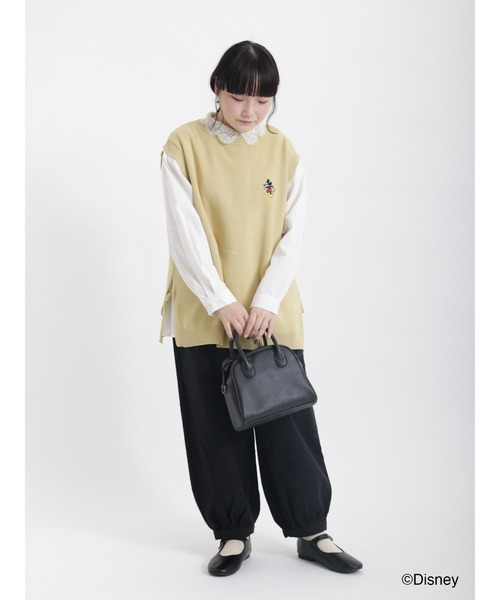 Samansa Mos2（サマンサ モスモス）の「【Disney】ミッキー/刺繍入ニットベスト（ベスト・レディース・ブラック/イエロー/キナリ・ﾌﾘ-）」の10枚目の写真