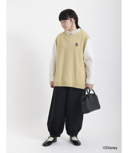 Samansa Mos2（サマンサ モスモス）の「【Disney】ミッキー/刺繍入ニットベスト（ベスト・レディース・ブラック/イエロー/キナリ・ﾌﾘ-）」の7枚目の写真