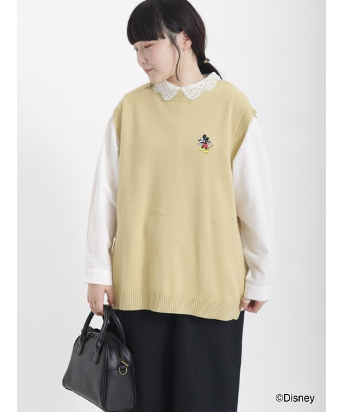 Samansa Mos2（サマンサ モスモス）の「【Disney】ミッキー/刺繍入ニットベスト（ベスト・レディース・ブラック/イエロー/キナリ・ﾌﾘ-）」の13枚目の写真