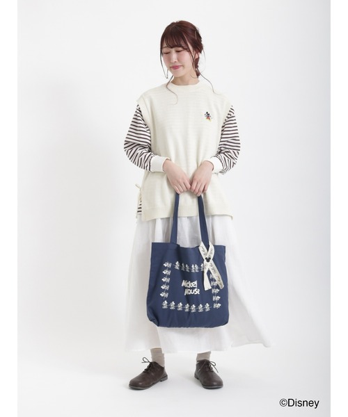 Samansa Mos2（サマンサ モスモス）の「【Disney】ミッキー/刺繍入ニットベスト（ベスト・レディース・ブラック/イエロー/キナリ・ﾌﾘ-）」の5枚目の写真