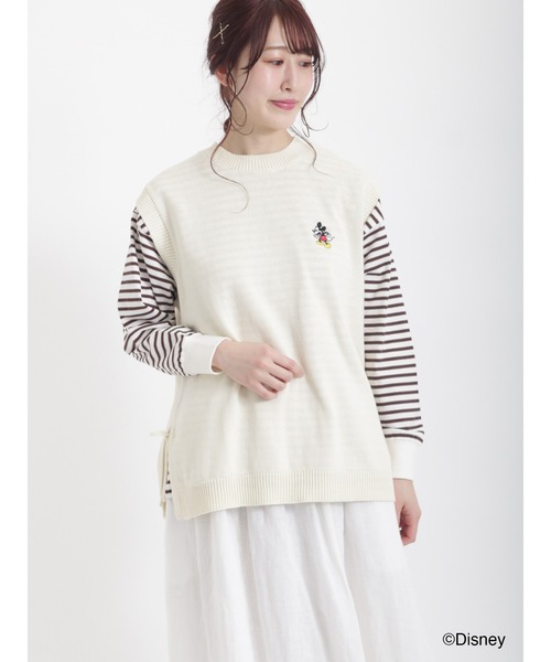 Samansa Mos2（サマンサ モスモス）の「【Disney】ミッキー/刺繍入ニットベスト（ベスト・レディース・ブラック/イエロー/キナリ・ﾌﾘ-）」の11枚目の写真