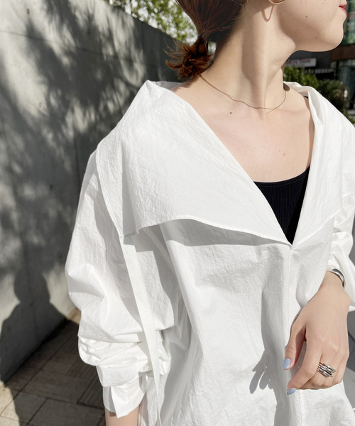 [新品未使用] ESLOW エスロー　シャツブラウス　オールインワン ESLOW（エスロー）の「【ESLOW/エスロー】 DRAWSTRING SHIRT