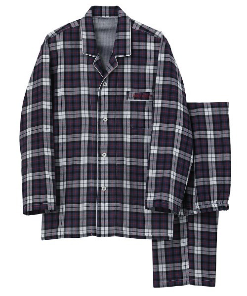 COMME CI COMME CA（コムシコムサ）の「COMME CI COMME CA/コムシコムサ　パジャマ　長袖長パンツ　綿100%（ルームウェア/パジャマ・メンズ・グレー/ネイビー・X-LARGE/MEDIUM/LARGE）」の2枚目の写真