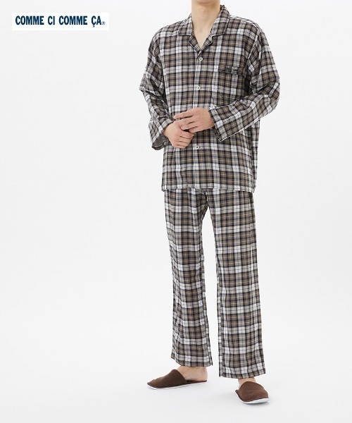 COMME CI COMME CA（コムシコムサ）の「COMME CI COMME CA/コムシコムサ　パジャマ　長袖長パンツ　綿100%（ルームウェア/パジャマ・メンズ・グレー/ネイビー・X-LARGE/MEDIUM/LARGE）」の4枚目の写真