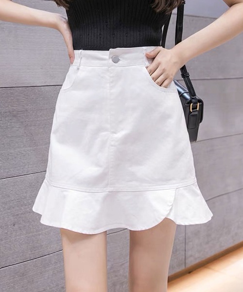 SPIGA（スピーガ）の「裾ﾌﾘﾙﾐﾆｽｶｰﾄ（スカート・レディース・ホワイト/ブラック・MEDIUM/SMALL）」の3枚目の写真