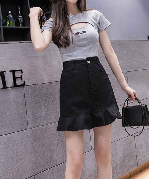 SPIGA（スピーガ）の「裾ﾌﾘﾙﾐﾆｽｶｰﾄ（スカート・レディース・ホワイト/ブラック・MEDIUM/SMALL）」の6枚目の写真