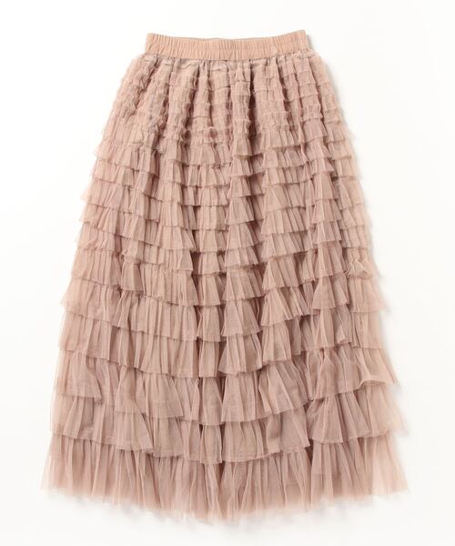 Dream garden（ドリームガーデン）の「チュールフリル ボリュームロングスカート（スカート・レディース・ベージュ/カーキ/ピンク/ブラック/ホワイト・FREE）」の6枚目の写真
