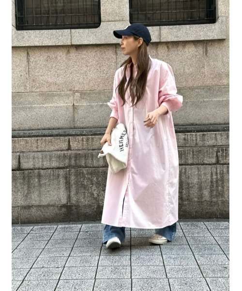 ulu(ウル)の「Volume sleeve band collar long dress(ワンピース・レディース・ピンク/ブルー・FREE)」の2枚目の写真