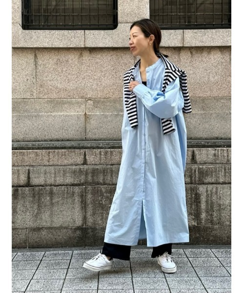 ulu(ウル)の「Volume sleeve band collar long dress(ワンピース・レディース・ピンク/ブルー・FREE)」の1枚目の写真