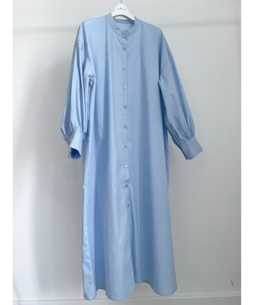 ulu(ウル)の「Volume sleeve band collar long dress(ワンピース・レディース・ピンク/ブルー・FREE)」の9枚目の写真
