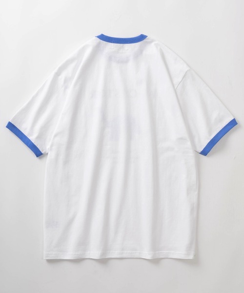 TIMELY WARNING（タイムリーワーニング）の「レトロタッチ ユニークフォトプリント リンガーデザイン半袖Tシャツ/オーバーサイズ/BREAD/ENERGY/ANCESTOR/【Selfie Freak】（Tシャツ/カットソー・レディース・ホワイト×ブルー/ホワイト×レッド/ホワイト×ブラック・M/L/XL）」の10枚目の写真