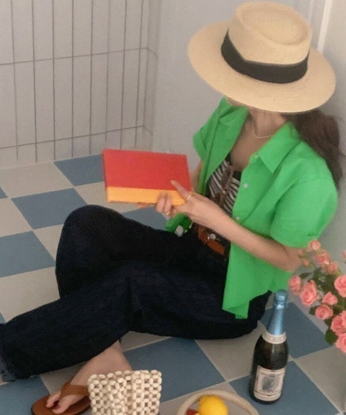 PRIVATE BEACH(プライベートビーチ)の「カラーシャツブラウス(シャツ/ブラウス・レディース・ピンク/イエロー/グリーン/ブルー・FREE)」の17枚目の写真