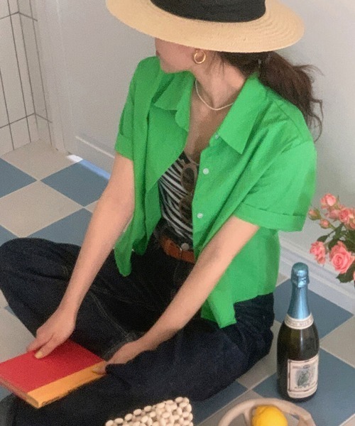 PRIVATE BEACH(プライベートビーチ)の「カラーシャツブラウス(シャツ/ブラウス・レディース・ピンク/イエロー/グリーン/ブルー・FREE)」の18枚目の写真