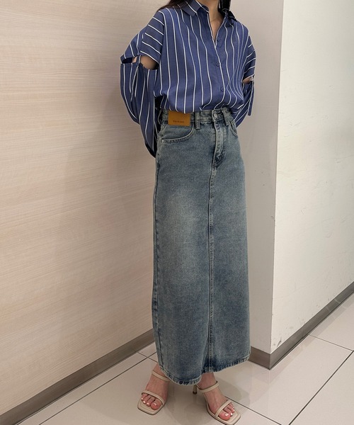 solleim（ソルレム）の「[3サイズ展開][全骨格美脚見え]すっきりハイウエストデニムロングタイトスカート（デニムスカート・レディース・ブルー/ブラック/ブラック系その他/ブルー系その他・S/M/L）」の8枚目の写真