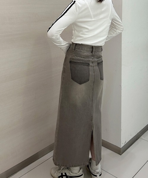 solleim（ソルレム）の「[3サイズ展開][全骨格美脚見え]すっきりハイウエストデニムロングタイトスカート（デニムスカート・レディース・ブルー/ブラック/ブラック系その他/ブルー系その他・S/M/L）」の10枚目の写真