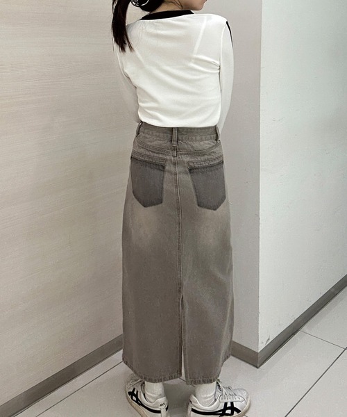 solleim（ソルレム）の「[3サイズ展開][全骨格美脚見え]すっきりハイウエストデニムロングタイトスカート（デニムスカート・レディース・ブルー/ブラック/ブラック系その他/ブルー系その他・S/M/L）」の11枚目の写真