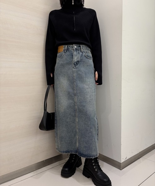 セール】[3サイズ展開][全骨格美脚見え]すっきりハイウエストデニム