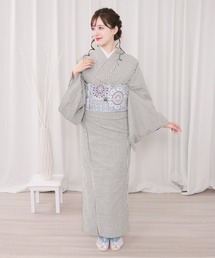 着物 グレー系 二尺袖着物 単品「ブーケ グレー」お仕立て上がり レディース 洗える
