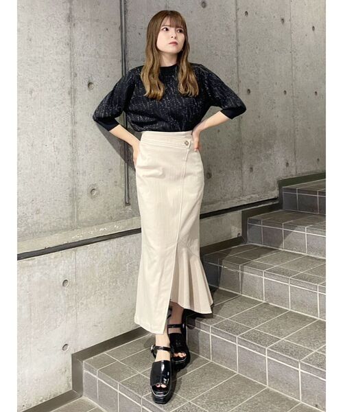 MURUA（ムルーア）の「アシンメトリーマーメイドスカート（スカート・レディース・アイボリー/ブラック/カーキ・1/2）」の5枚目の写真